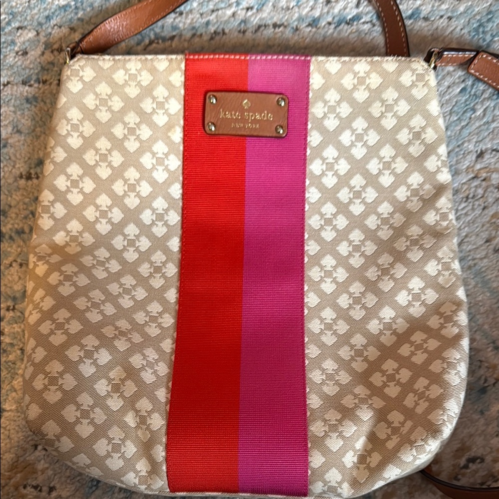 Kate Spade Cream and Pink Crossbody Bag with Iconic Design